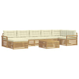 Set di divani da esterno con cuscino 8 pcs Bianco e Crema