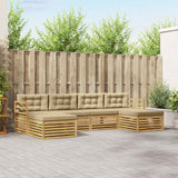 Set di divani da esterno 6 pcs Bianco e Beige