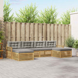 Set divani con cuscino 6 pcs Bianco e Grigio Chiaro