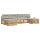 Set di divani da esterno 6 pcs Bianco e Grigio Chiaro