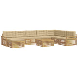 Set di divani da esterno 9 pcs Bianco e Beige