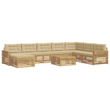 Set di divani da esterno 9 pcs Bianco e Beige