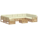 Set di divani da esterno 10 pcs Bianco e Crema