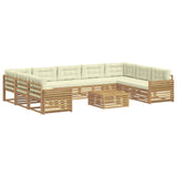 Set di divani da esterno 10 pcs Bianco e Crema