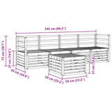 Set di divani da esterno 5 pcs Bianco Legno di Acacia Massello