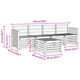 Set di divani da esterno 5 pcs Bianco Legno di Acacia Massello