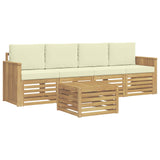 Set di divani da esterno 5 pcs Bianco e Crema Poliestere