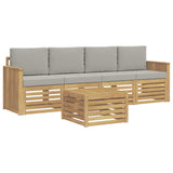Set di divani da esterno 5 pcs Bianco e Grigio Chiaro