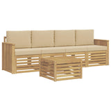 Set di divani da esterno 5 pcs Bianco e Beige Poliestere