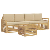 Set di divani da esterno 5 pcs Bianco e Beige Poliestere