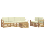 Set di divani da esterno 7 pcs Bianco e Crema Poliestere