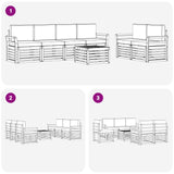 Set di divani da esterno 7 pcs Bianco e Crema Poliestere