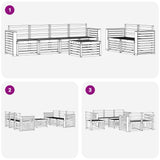 Set di divani da esterno 7 pcs Bianco Legno di Acacia Massello