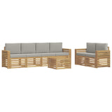 Set di divani da esterno 7 pcs Bianco e Grigio Chiaro