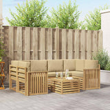 Set di divani da esterno 7 pcs Bianco e Beige Poliestere