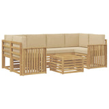 Set di divani da esterno 7 pcs Bianco e Beige Poliestere
