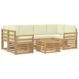Set di divani da esterno 7 pcs Bianco e Crema Poliestere