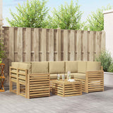 Set di divani da esterno 7 pcs Bianco e Beige Poliestere