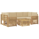 Set di divani da esterno 7 pcs Bianco e Beige Poliestere