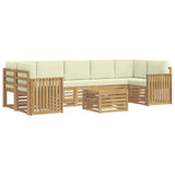 Set di divani da esterno 8 pcs Bianco e Crema Poliestere