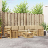 Set di divani da esterno 8 pcs Bianco e Beige Poliestere