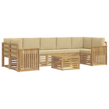 Set di divani da esterno 8 pcs Bianco e Beige Poliestere