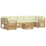 Set di divani da esterno 8 pcs Bianco e Crema Poliestere