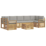 Set di divani da esterno 8 pcs Bianco e Grigio Chiaro