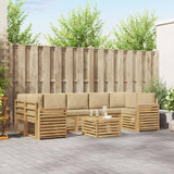 Set di divani da esterno 8 pcs Bianco e Beige Poliestere
