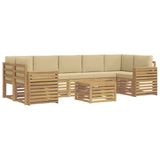 Set di divani da esterno 8 pcs Bianco e Beige Poliestere