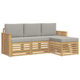 Set di divani da esterno 4 pcs Bianco e Grigio Chiaro