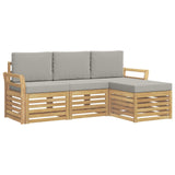 Set di divani da esterno 4 pcs Bianco e Grigio Chiaro