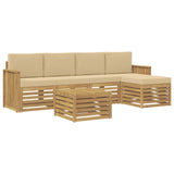 Set di divani da esterno 6 pcs Bianco e Beige 59 x 59 x 37 cm