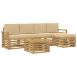 Set di divani da esterno 6 pcs Bianco e Beige 59 x 59 x 37 cm