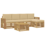 Set di divani da esterno 6 pcs Bianco e Beige 59 x 59 x 37 cm