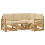 Set divani 4 pcs Bianco e Beige 190 x 130,5 x 73 cm Poliestere