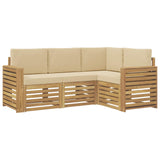 Set divani 4 pcs Bianco e Beige 191 x 132,5 x 73 cm Poliestere