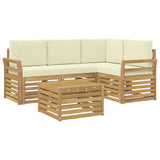 Set di divani da esterno 5 pcs Bianco e Crema 59 x 59 x 37 cm