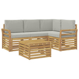 Set di divani da esterno 5 pcs Bianco e Grigio Chiaro