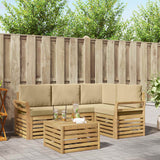 Set di divani da esterno 5 pcs Bianco e Beige 59 x 59 x 37 cm