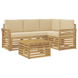 Set di divani da esterno 5 pcs Bianco e Beige 59 x 59 x 37 cm