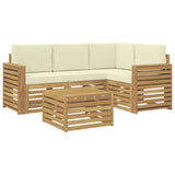 Set di divani da esterno 5 pcs Bianco e Crema 59 x 59 x 37 cm