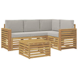 Set di divani da esterno 5 pcs Bianco e Grigio Chiaro