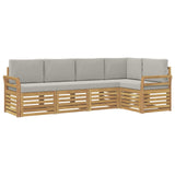 Set di divani da esterno 5 pcs Bianco e Grigio Chiaro