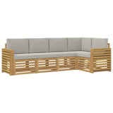 Set di divani da esterno 5 pcs Bianco e Grigio Chiaro