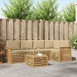 Set di divani da esterno 6 pcs Bianco e Beige 59 x 59 x 37 cm