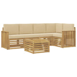 Set di divani da esterno 6 pcs Bianco e Beige 59 x 59 x 37 cm
