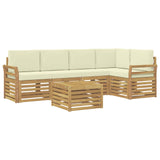 Set di divani da esterno 6 pcs Bianco e Crema 59 x 59 x 37 cm