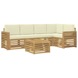 Set di divani da esterno 6 pcs Bianco e Crema 59 x 59 x 37 cm