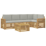Set di divani da esterno 6 pcs Bianco e Grigio Chiaro